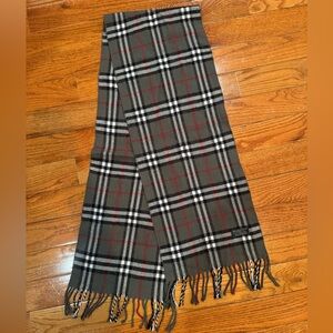 Burberry Gray and Red Plaid Scarf